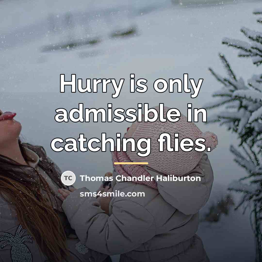 “Hurry is only admissible in catching flies.…” quote by Thomas Chandler Haliburton