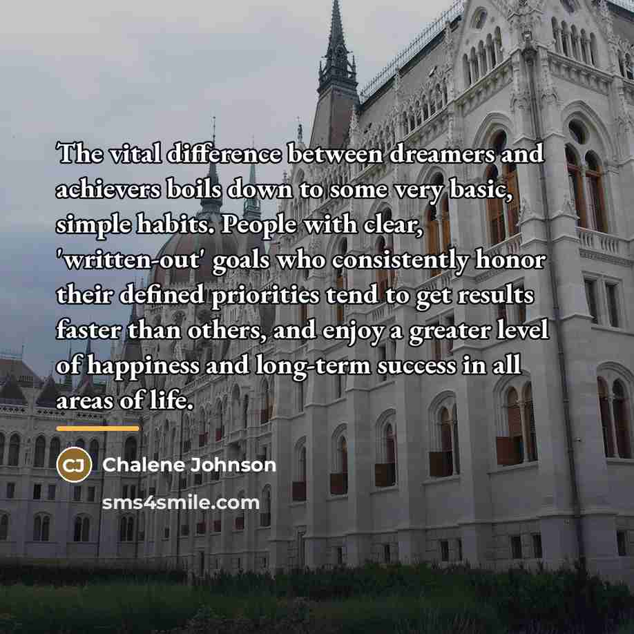 “The vital difference between dreamers and achievers boils down to…” quote by Chalene Johnson