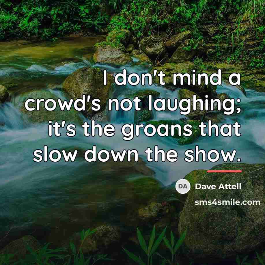 “I don't mind a crowd's not laughing; it's the groans…” quote by Dave Attell