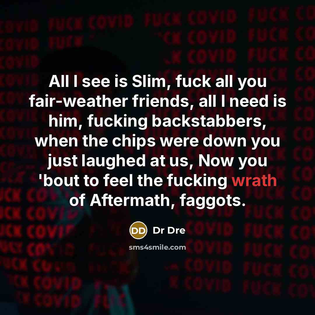 “All I see is Slim, fuck all you fair-weather friends,…” quote by Dr Dre