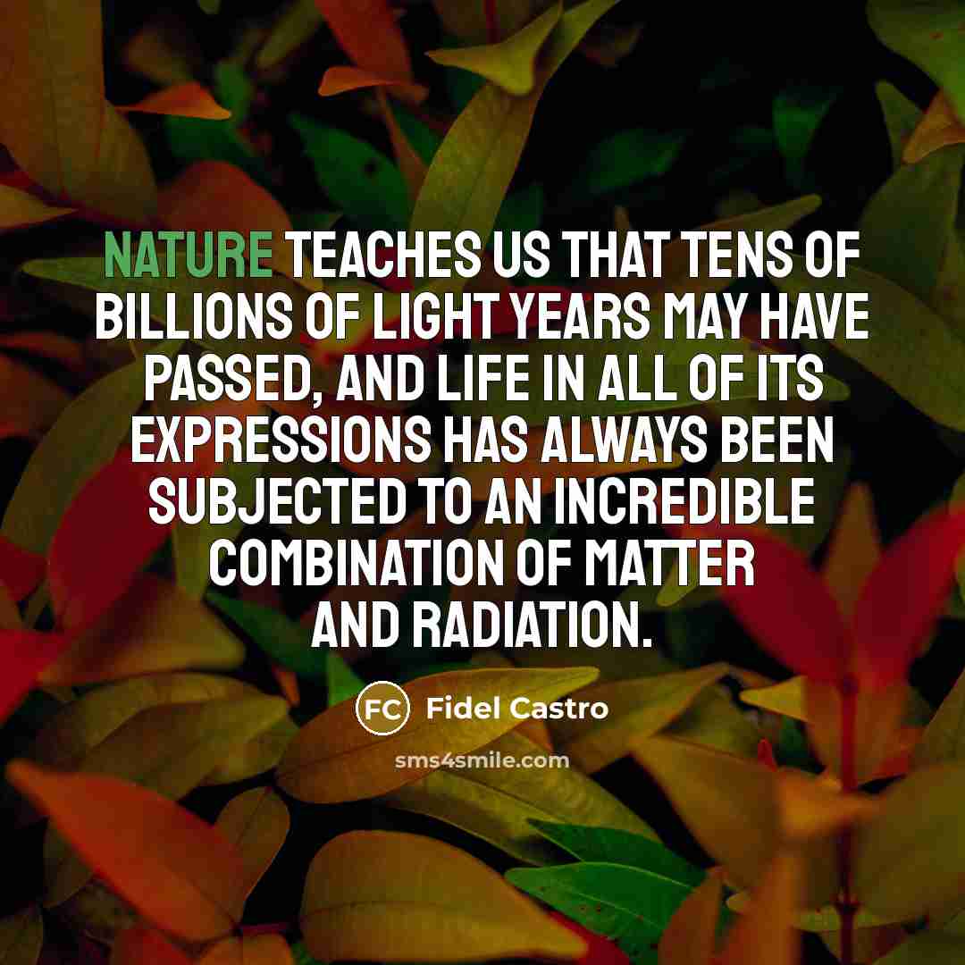 “Nature teaches us that tens of billions of light years…” quote by Fidel Castro