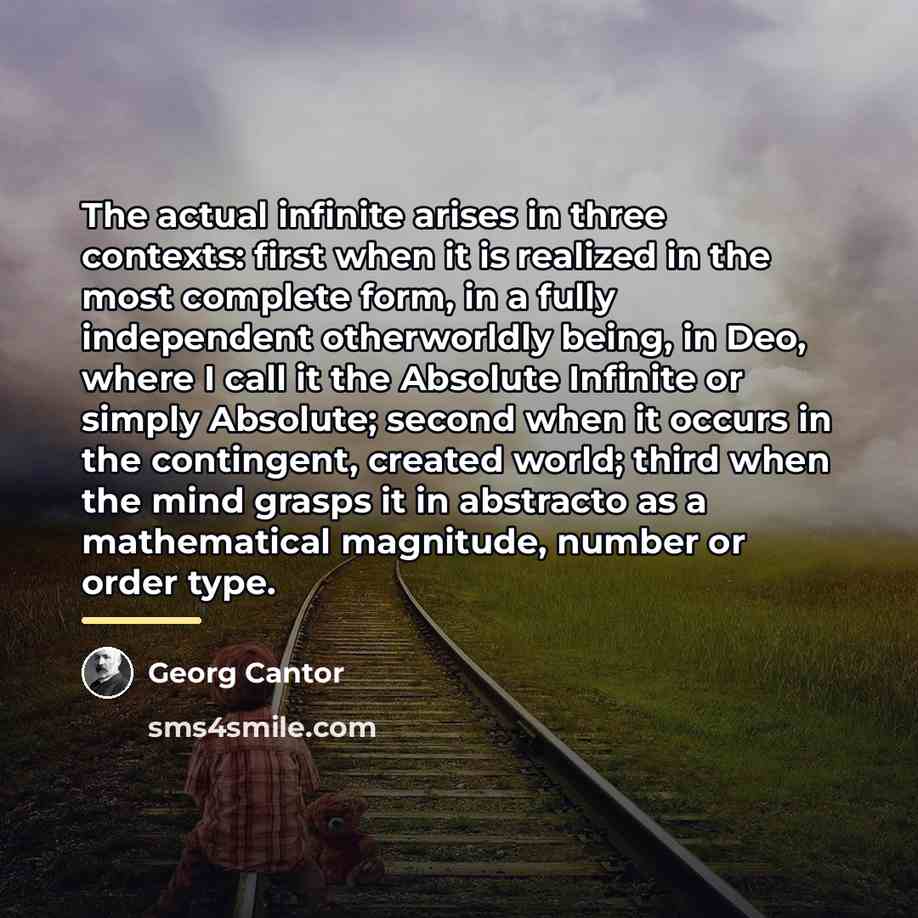 “The actual infinite arises in three contexts: first when it…” quote by Georg Cantor