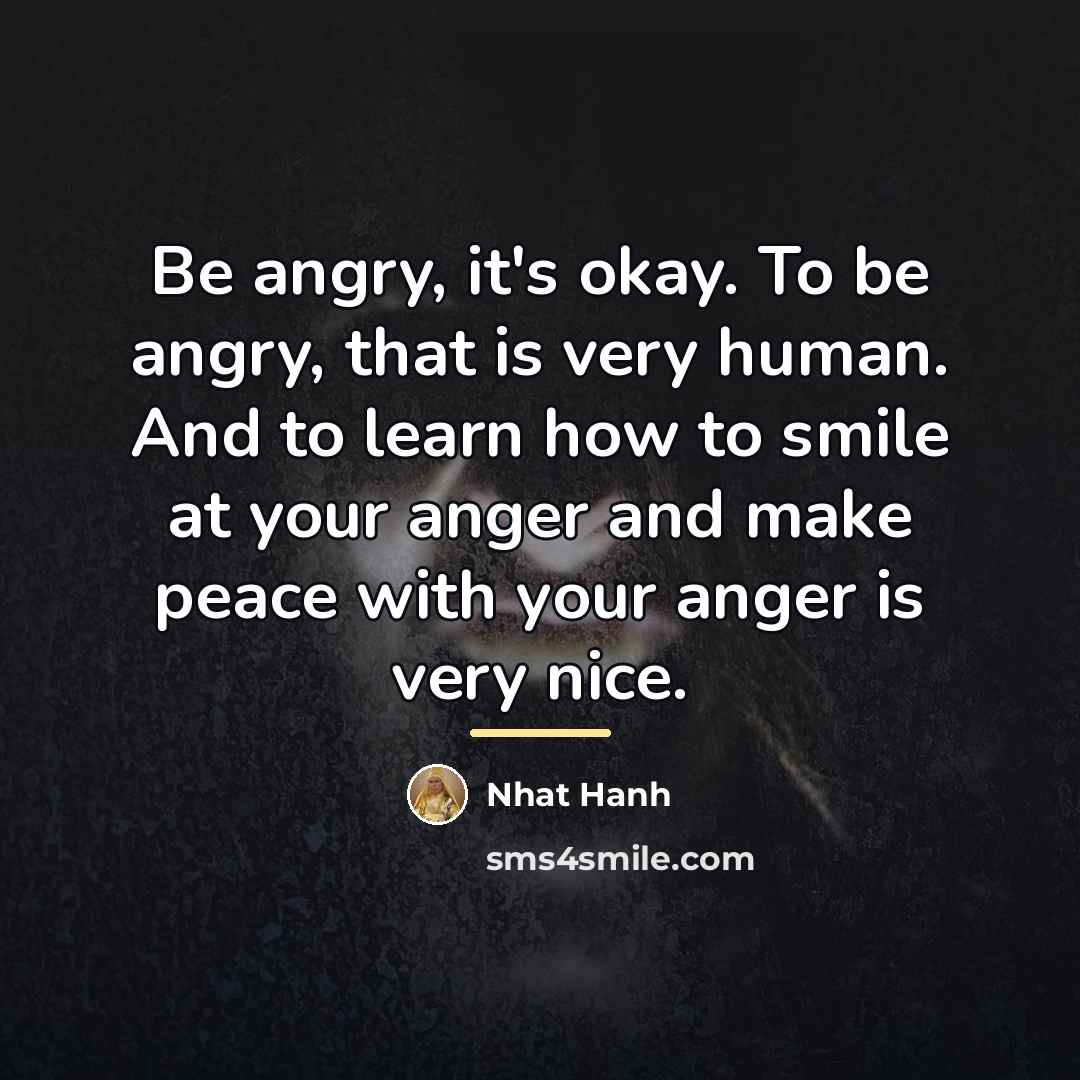 “Be angry, it's okay. To be angry, that is very…” quote by Nhat Hanh
