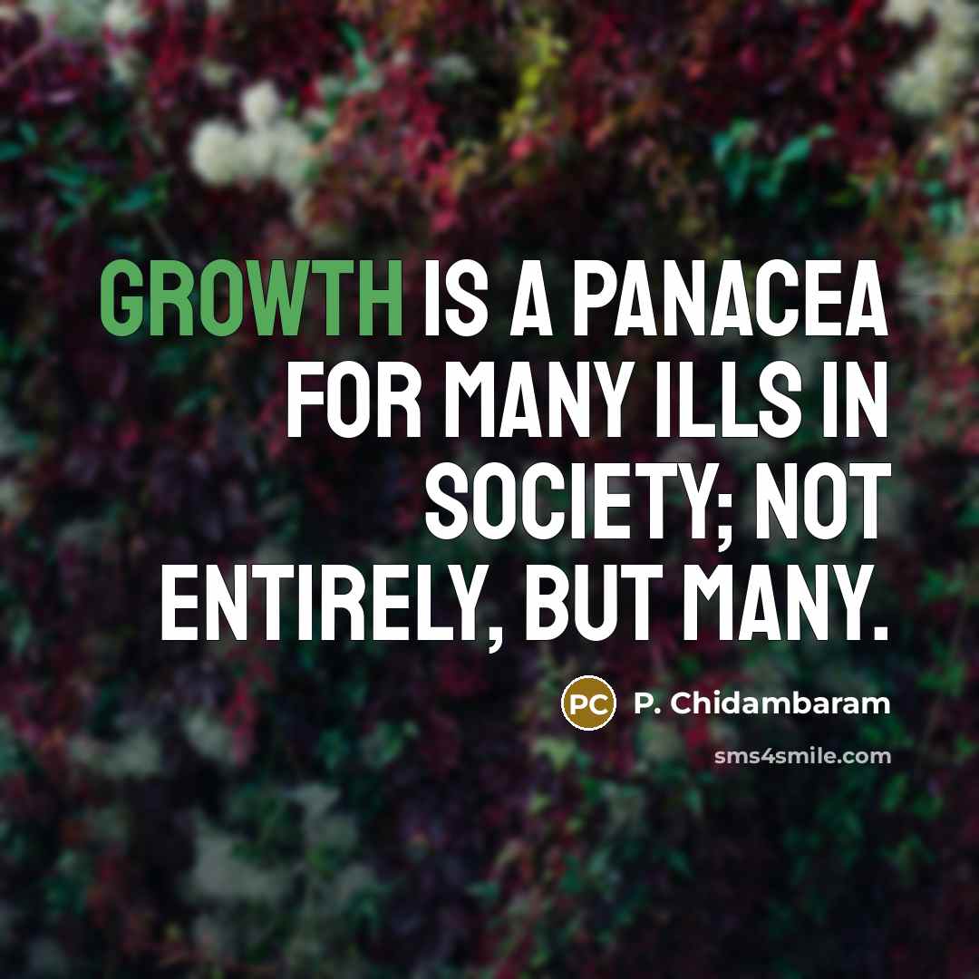 “Growth is a panacea for many ills in society; not…” quote by P. Chidambaram