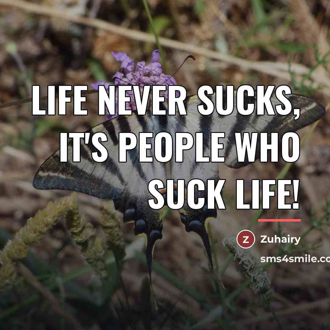 “Life never sucks, it's people who suck life!…” quote by Zuhairy