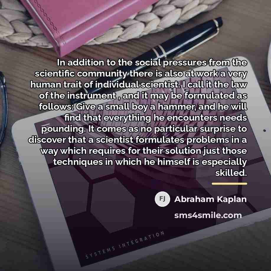 “In addition to the social pressures from the scientific community…” quote by Abraham Kaplan