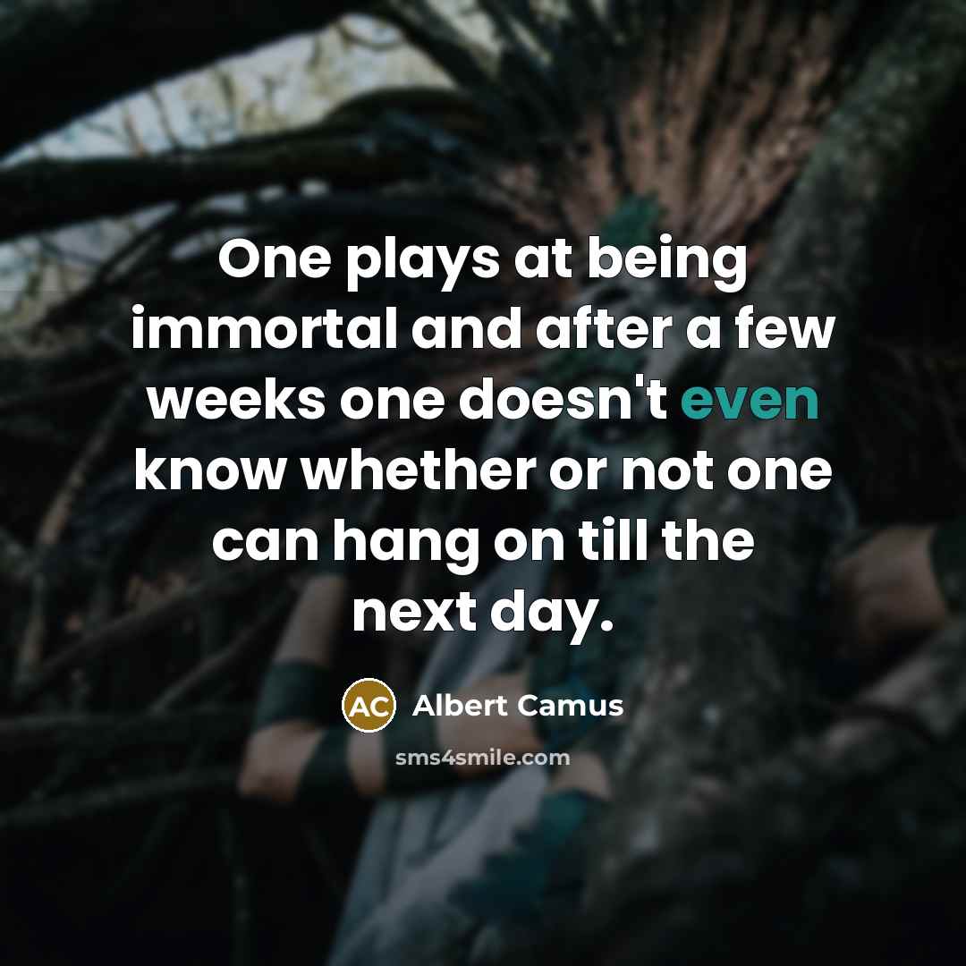 “One plays at being immortal and after a few weeks…” quote by Albert Camus