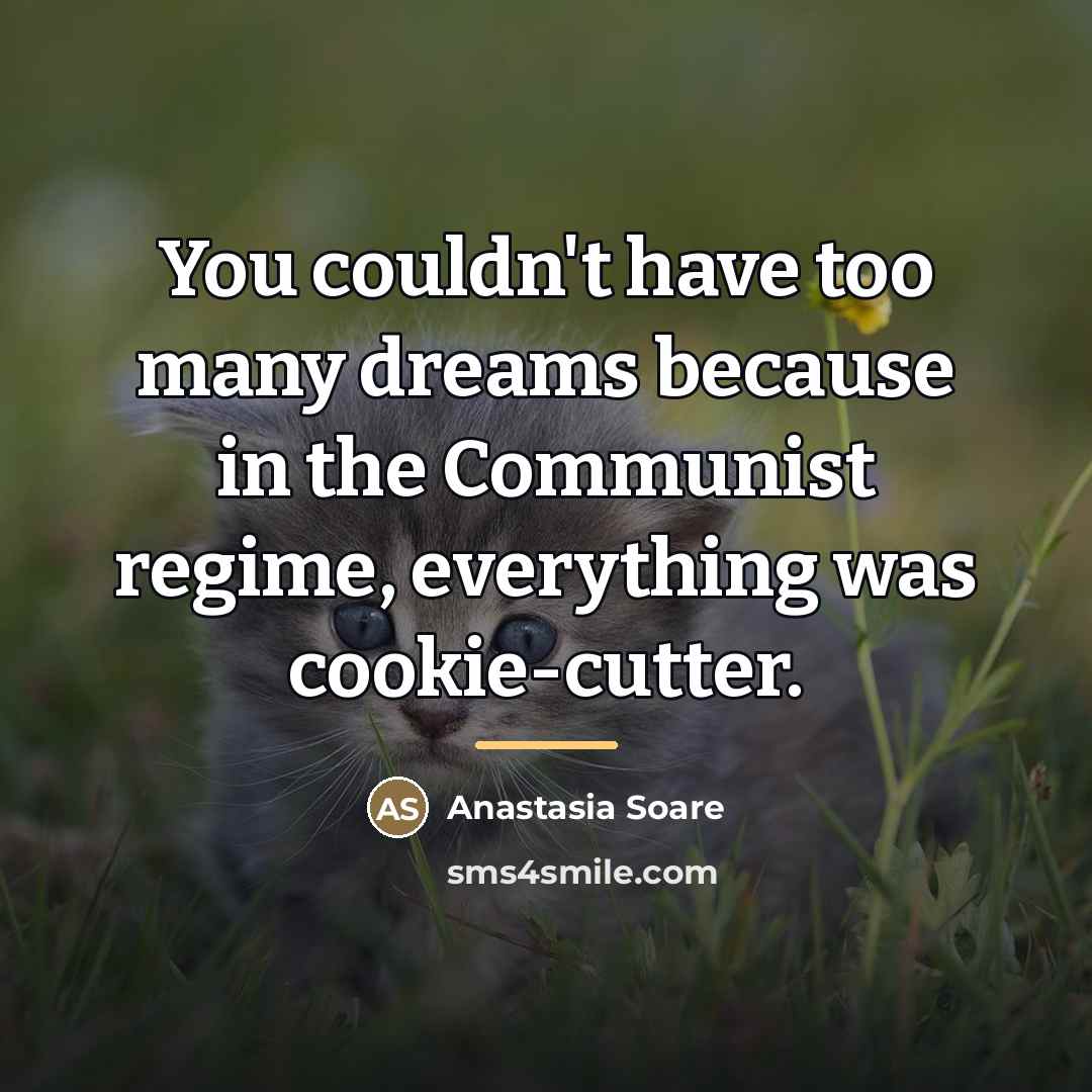 “You couldn't have too many dreams because in the Communist…” quote by Anastasia Soare