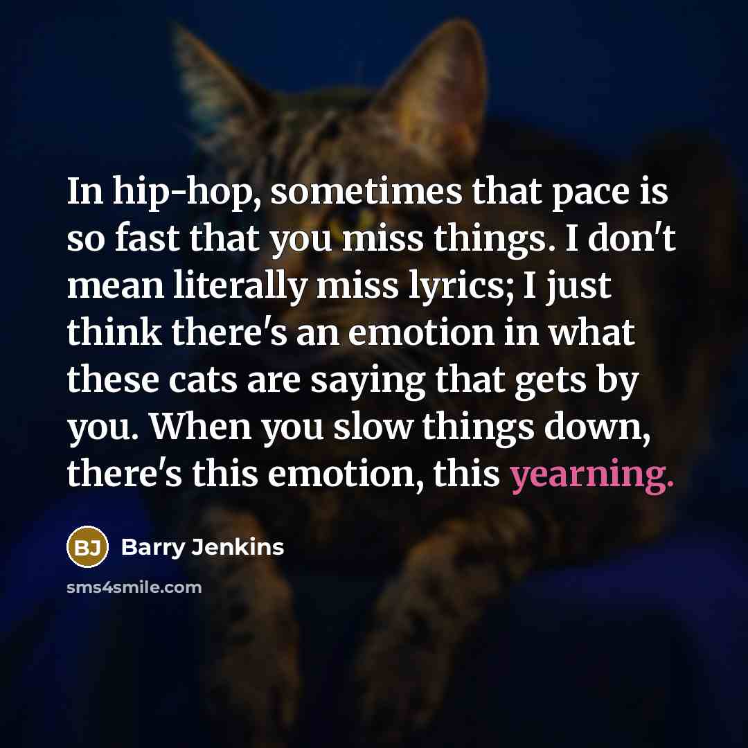 “In hip-hop, sometimes that pace is so fast that you…” quote by Barry Jenkins