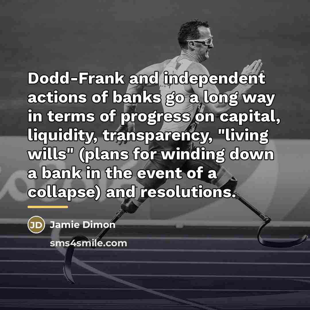 “Dodd-Frank and independent actions of banks go a long way…” quote by Jamie Dimon