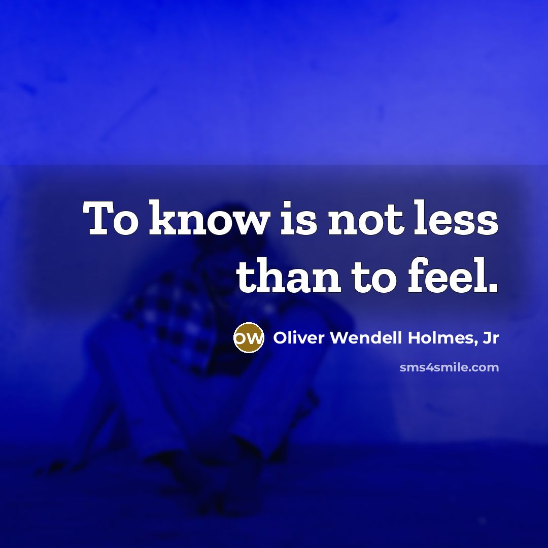 “To know is not less than to feel.” quote by Oliver Wendell Holmes, Jr