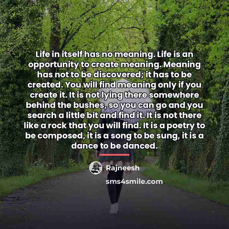 “Life in itself has no meaning. Life is an opportunity…” quote by Rajneesh