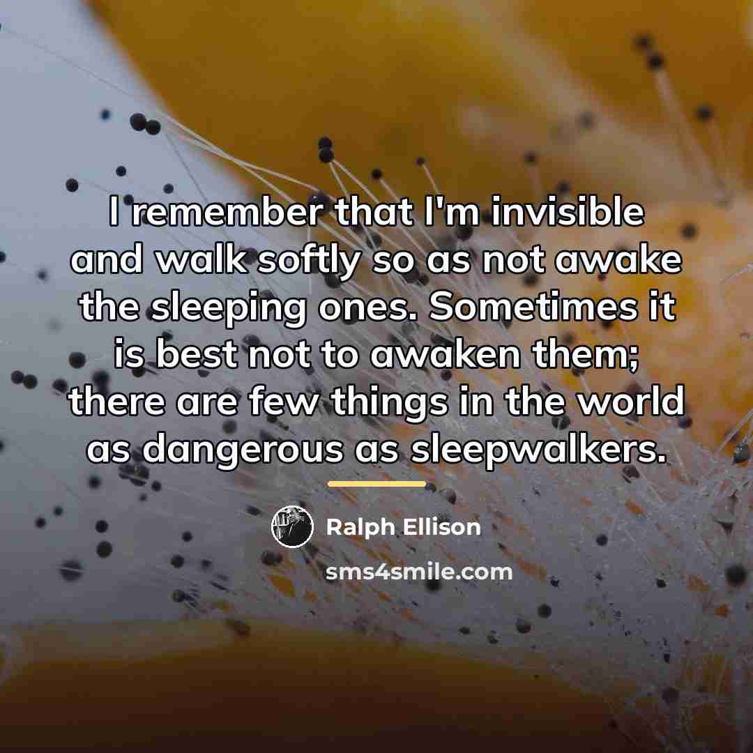 “I remember that I'm invisible and walk softly so as…” quote by Ralph Ellison