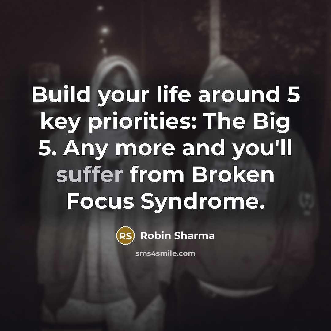 “Build your life around 5 key priorities: The Big 5.…” quote by Robin Sharma