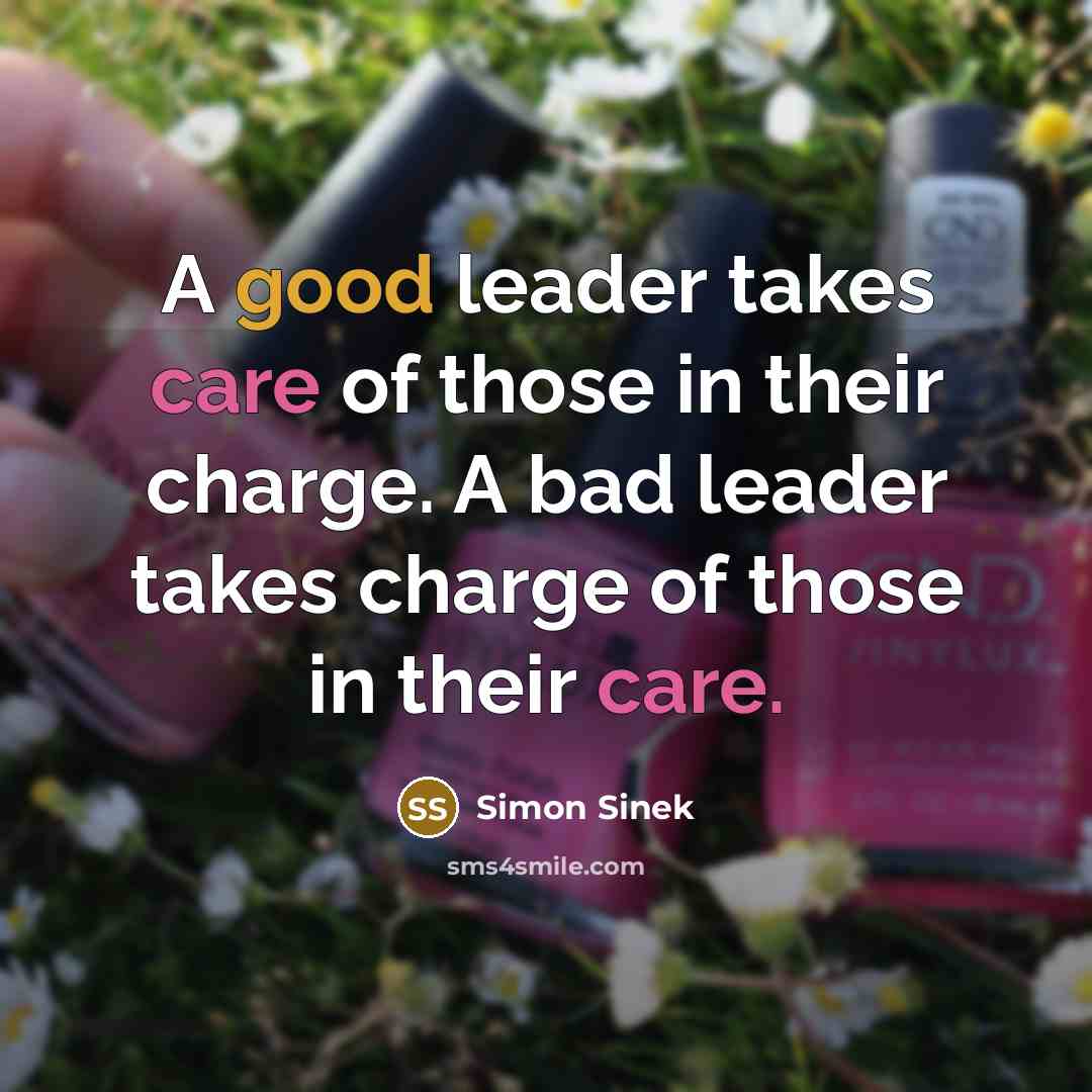 “A good leader takes care of those in their charge.…” quote by Simon Sinek