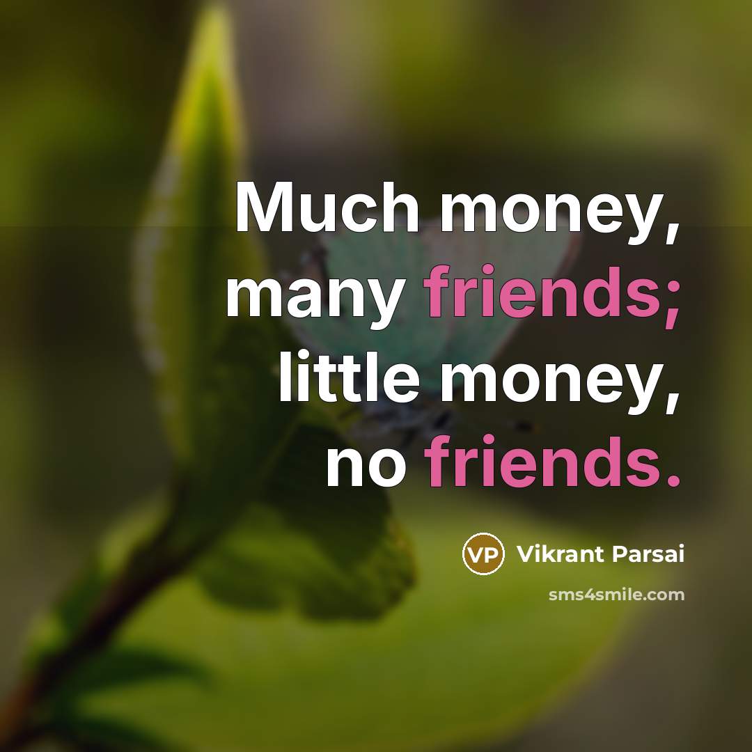 “Much money, many friends; little money, no friends.…” quote by Vikrant Parsai