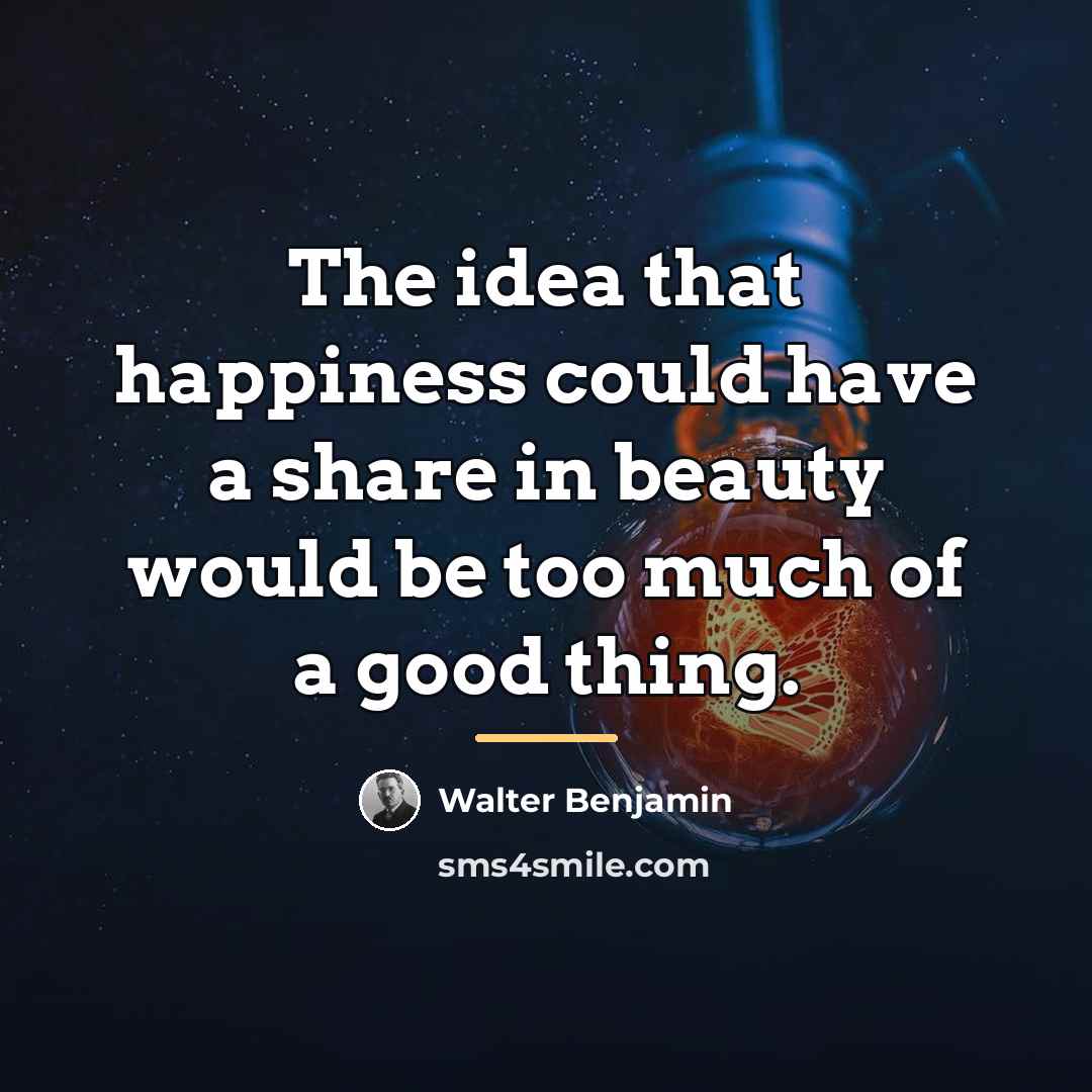 “The idea that happiness could have a share in beauty…” quote by Walter Benjamin