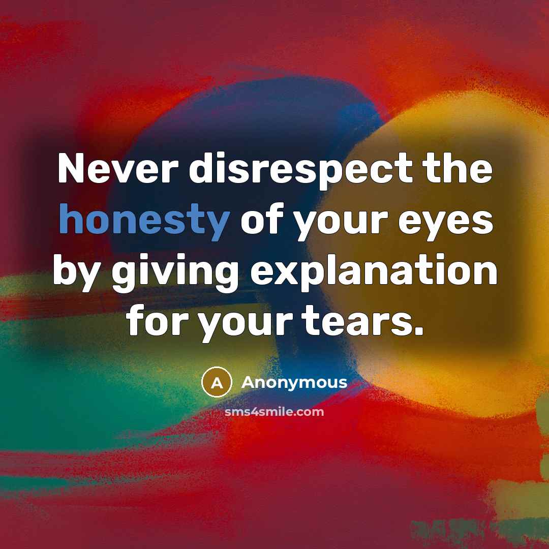 “Never disrespect the honesty of your eyes by giving explanation…” quote by Anonymous