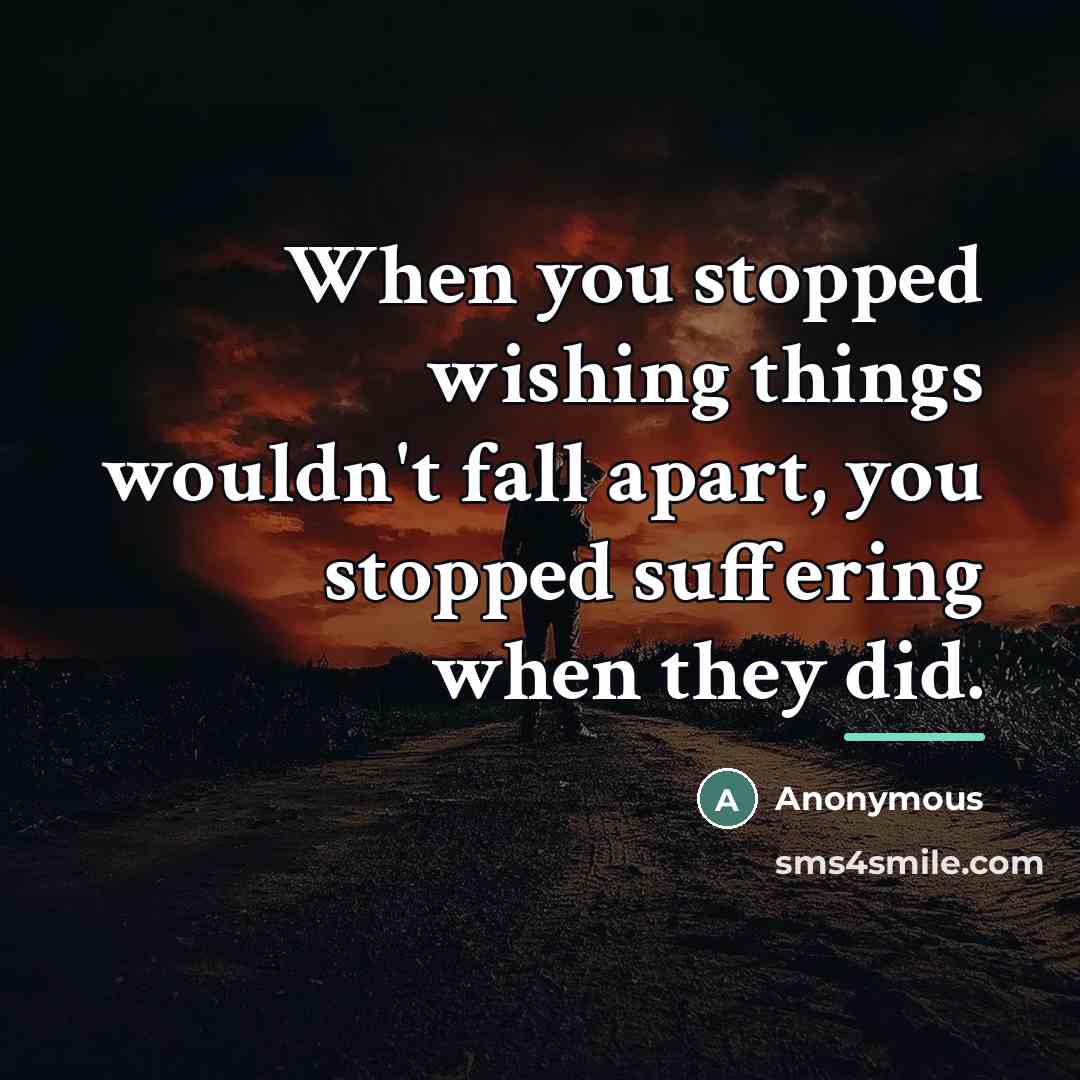 “When you stopped wishing things wouldn't fall apart, you stopped…” quote by Anonymous