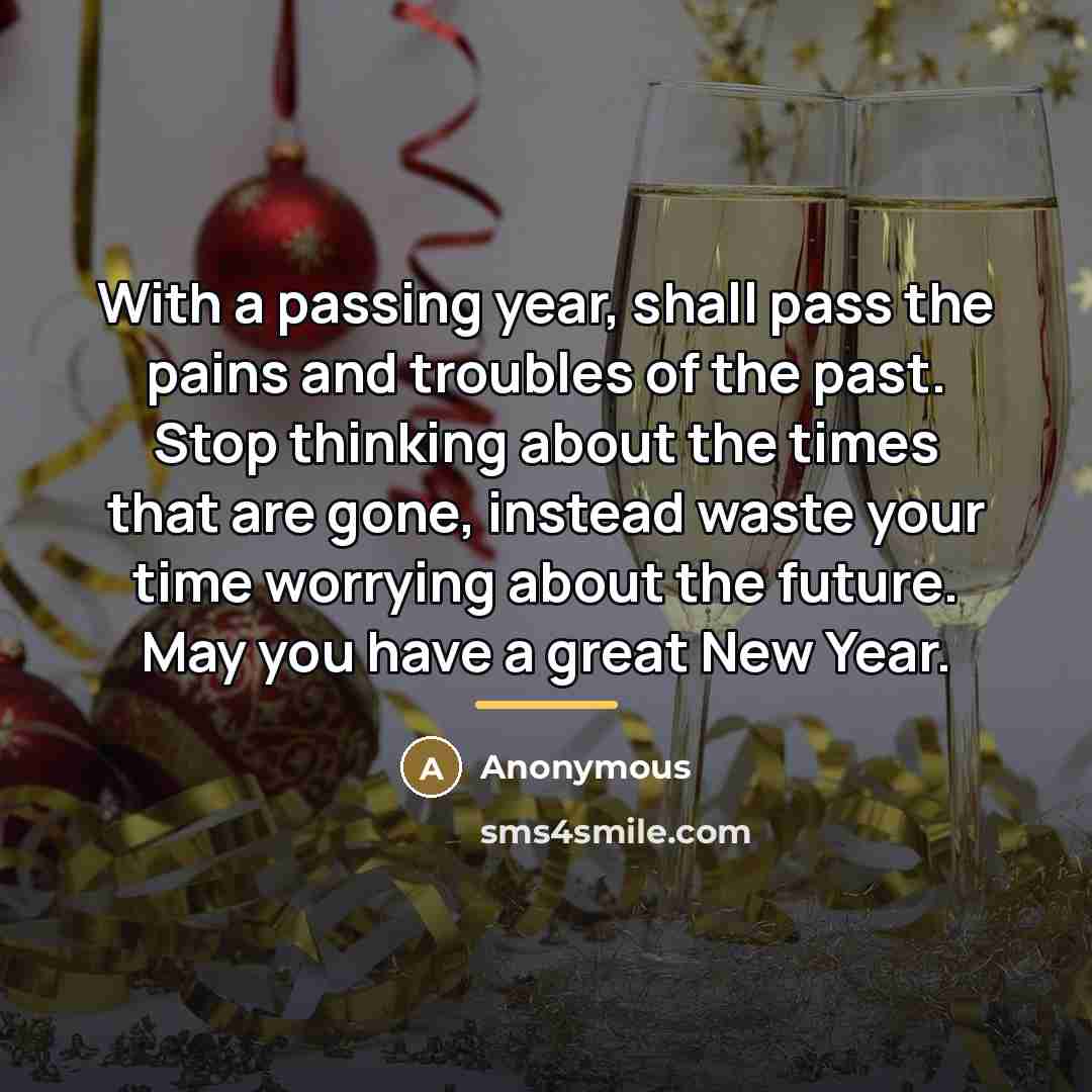 “With a passing year, shall pass the pains and troubles…” quote by Anonymous