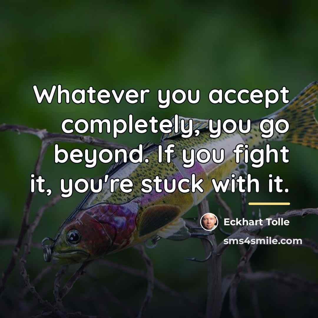 “Whatever you accept completely, you go beyond. If you fight…” quote by Eckhart Tolle