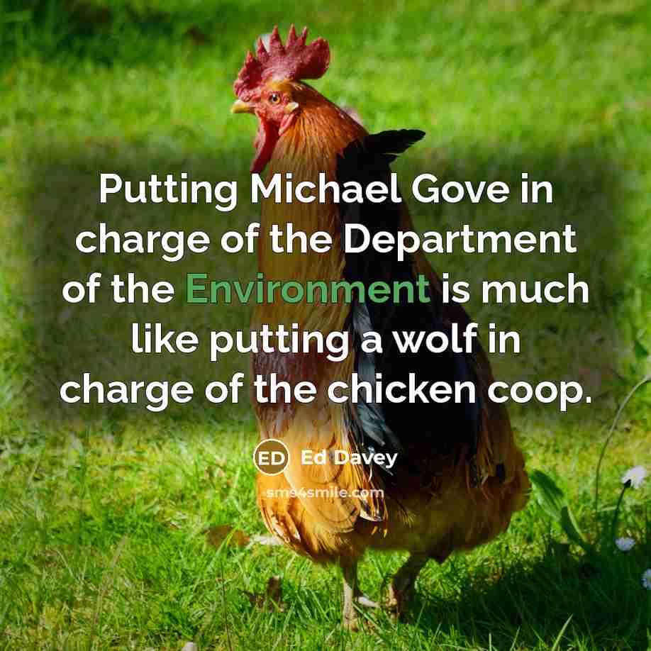 “Putting Michael Gove in charge of the Department of the…” quote by Ed Davey