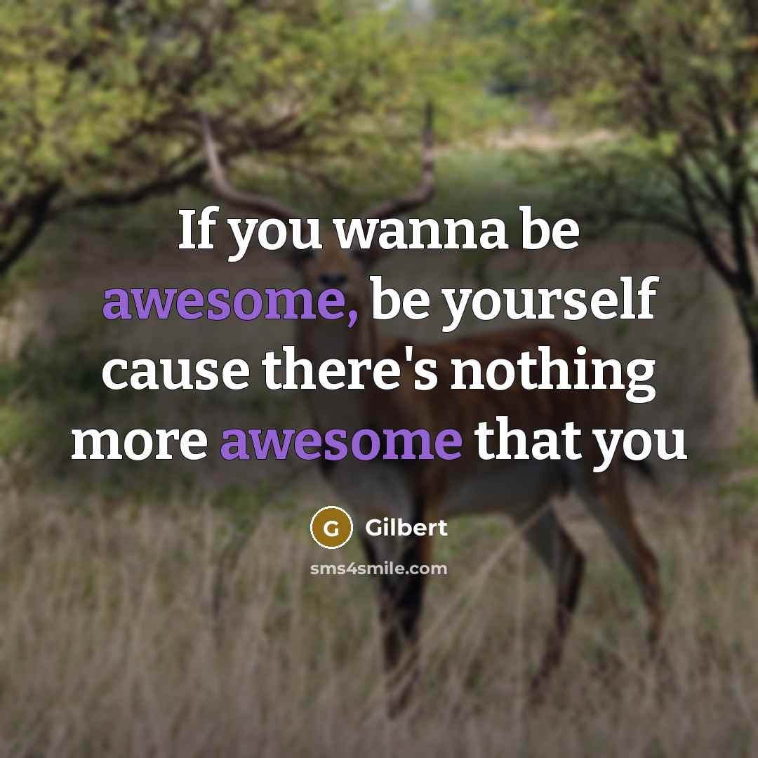 “If you wanna be awesome, be yourself cause there's nothing…” quote by Gilbert