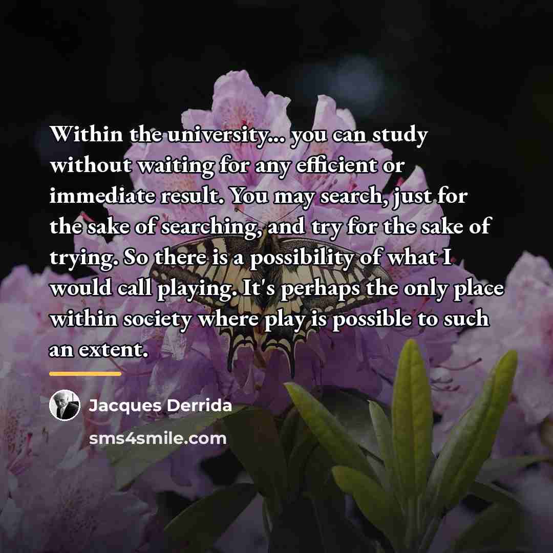 “Within the university... you can study without waiting for any…” quote by Jacques Derrida