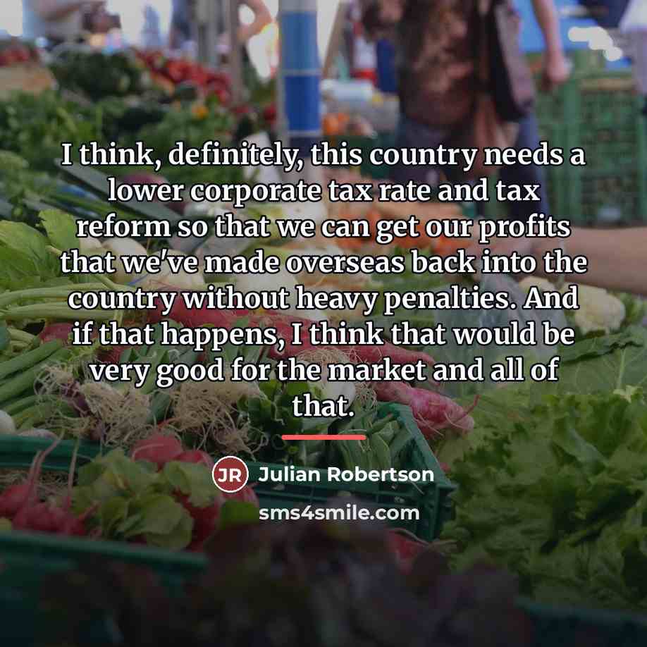 “I think, definitely, this country needs a lower corporate tax…” quote by Julian Robertson