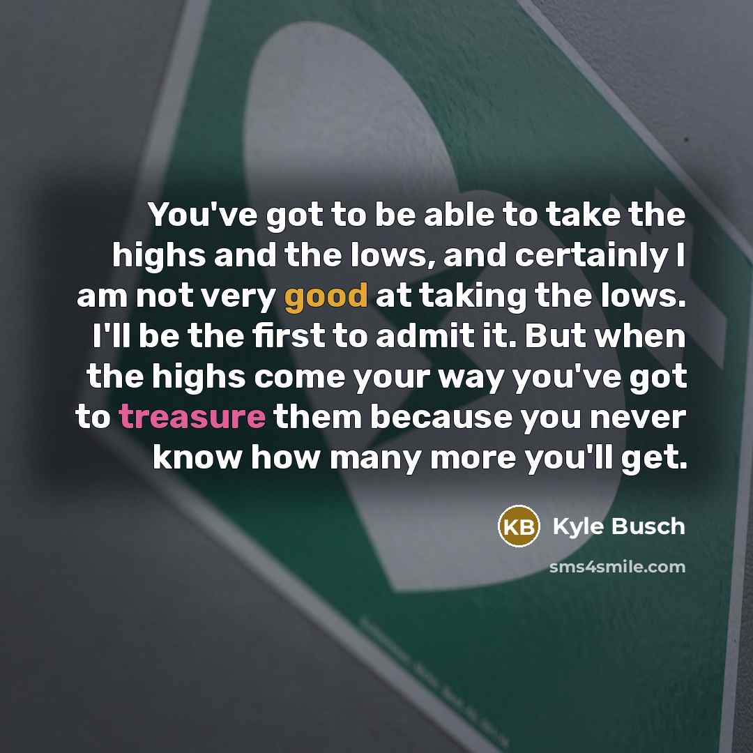 “You've got to be able to take the highs and…” quote by Kyle Busch