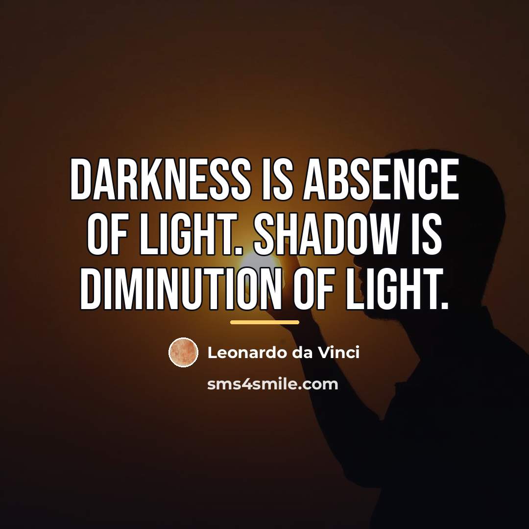 “Darkness is absence of light. Shadow is diminution of light.…” quote by Leonardo da Vinci