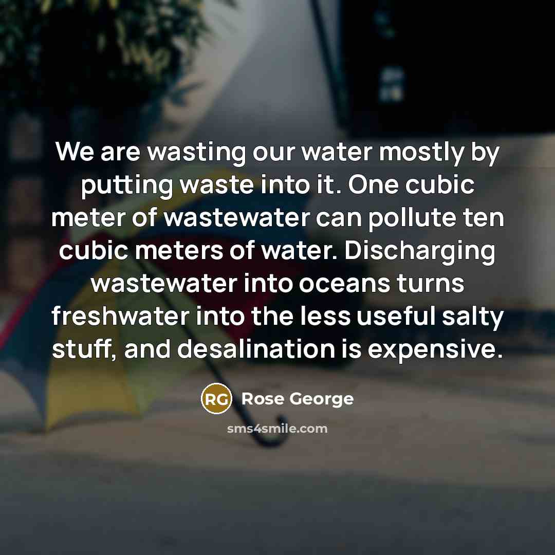 “We are wasting our water mostly by putting waste into…” quote by Rose George
