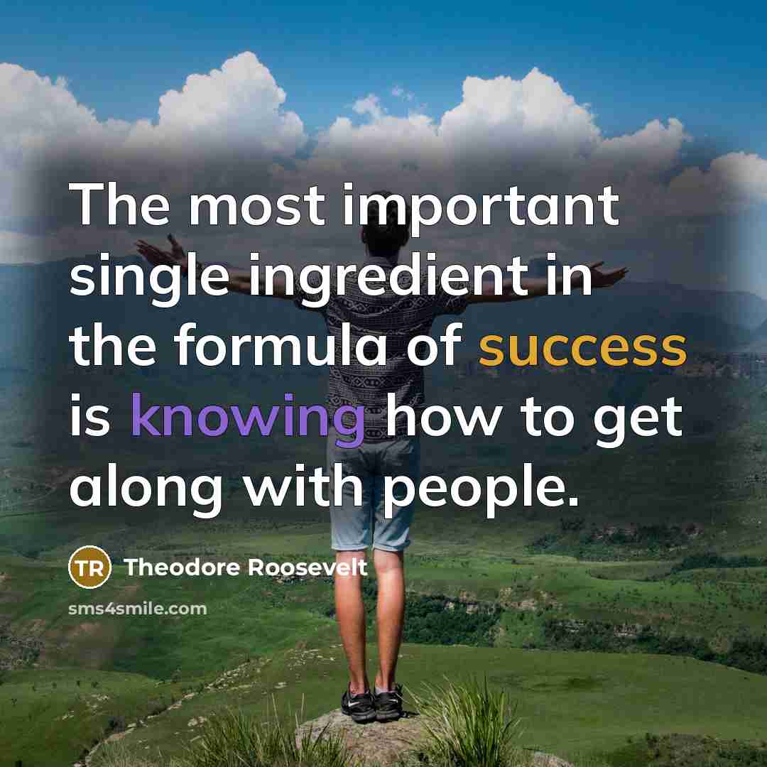 “The most important single ingredient in the formula of success is knowing how to get along with people.” quote by Theodore Roosevelt