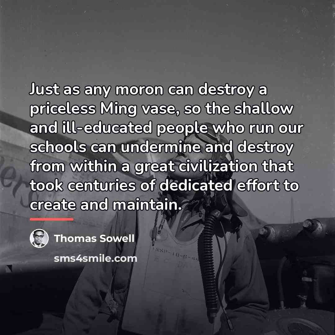“Just as any moron can destroy a priceless Ming vase,…” quote by Thomas Sowell