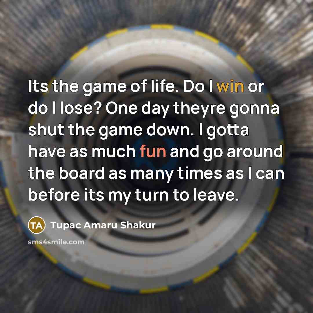 “Its the game of life. Do I win or do…” quote by Tupac Amaru Shakur