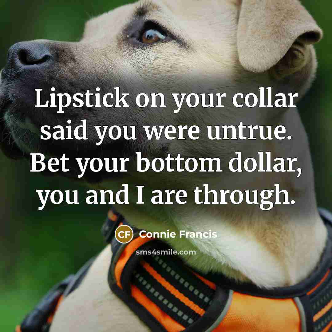 “Lipstick on your collar said you were untrue. Bet your…” quote by Connie Francis