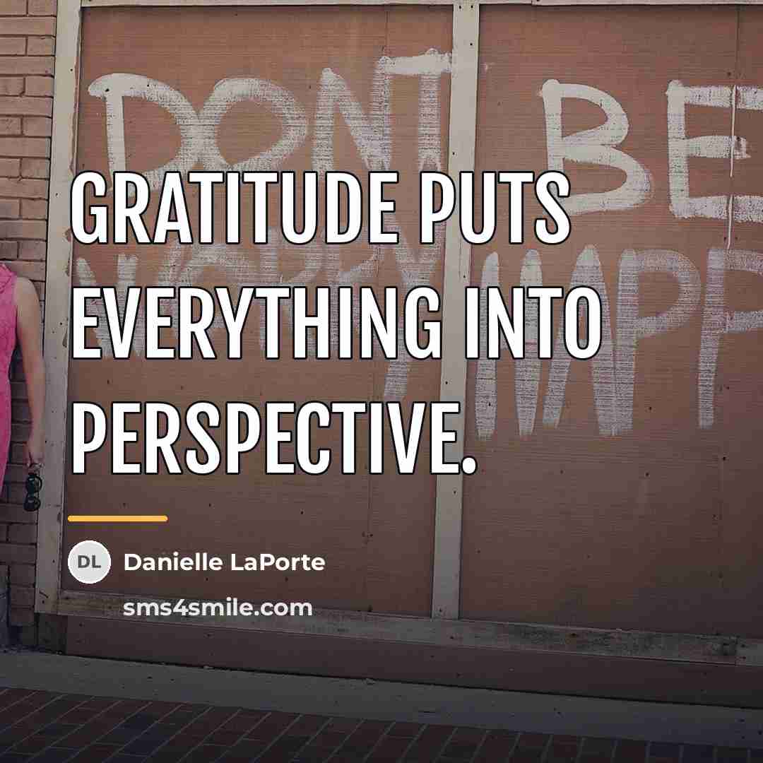 “Gratitude puts everything into perspective.…” quote by Danielle LaPorte