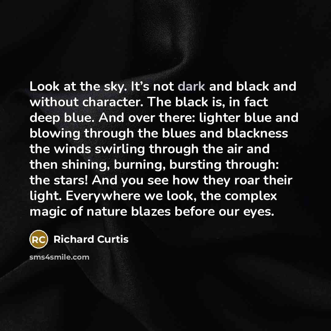 “Look at the sky. It’s not dark and black and…” quote by Richard Curtis