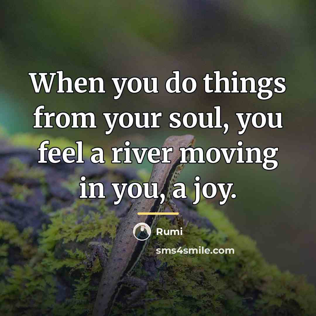 “When you do things from your soul, you feel a…” quote by Rumi