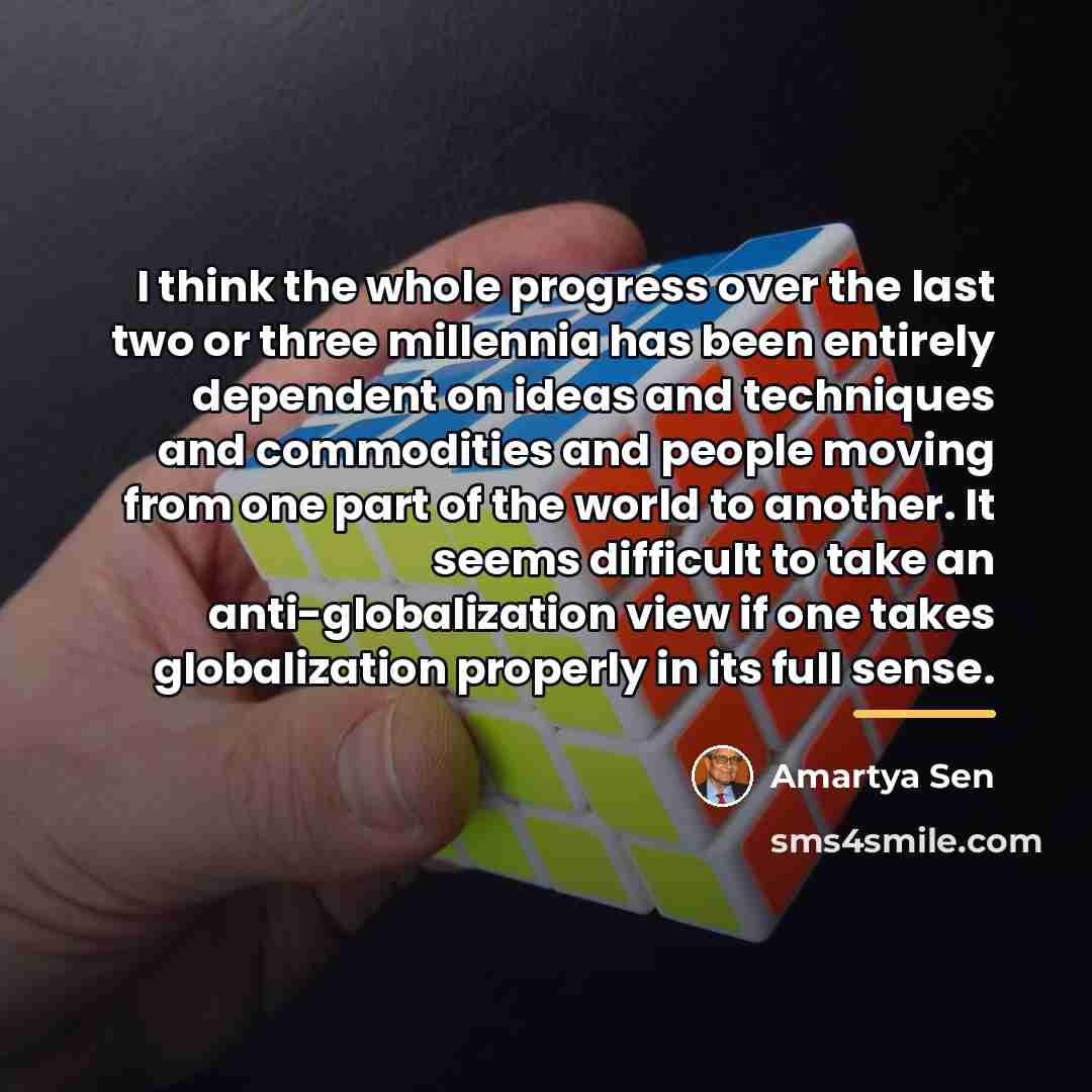 “I think the whole progress over the last two or…” quote by Amartya Sen