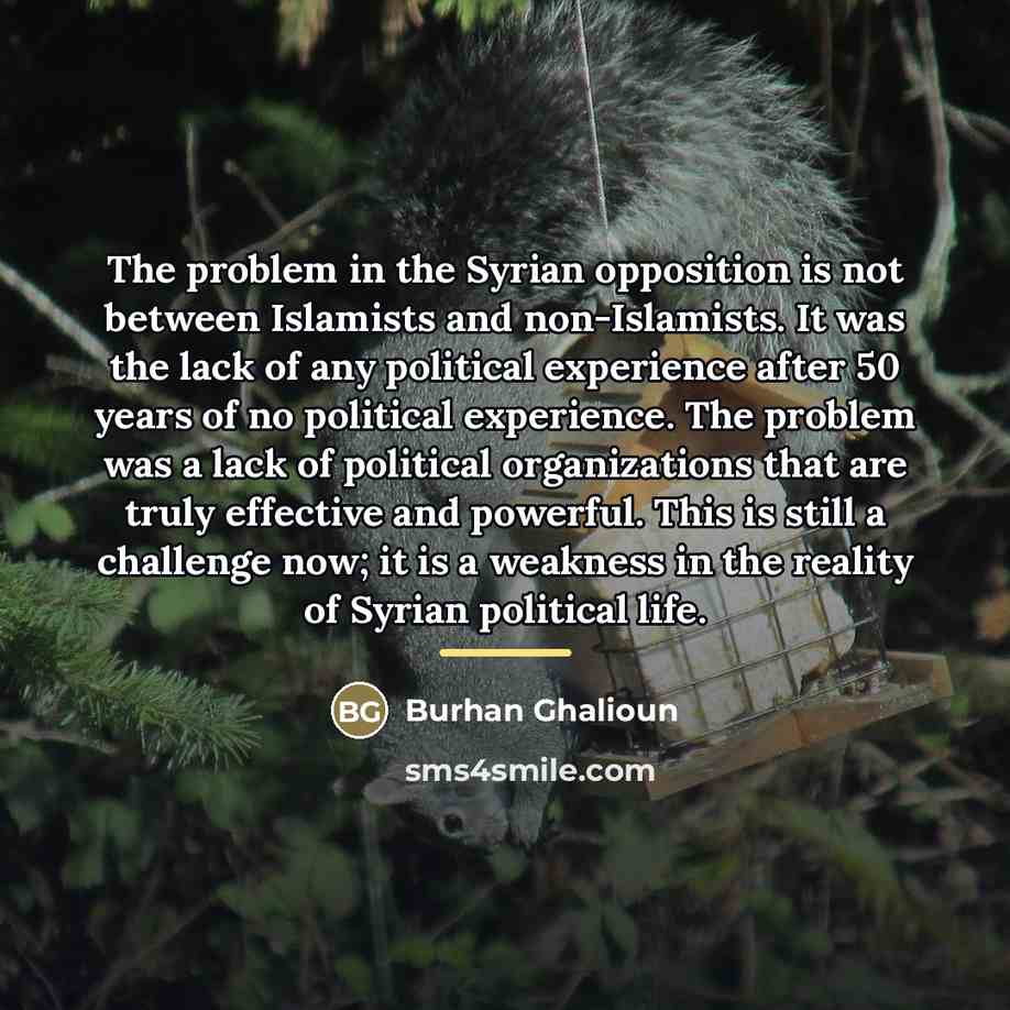 “The problem in the Syrian opposition is not between Islamists…” quote by Burhan Ghalioun