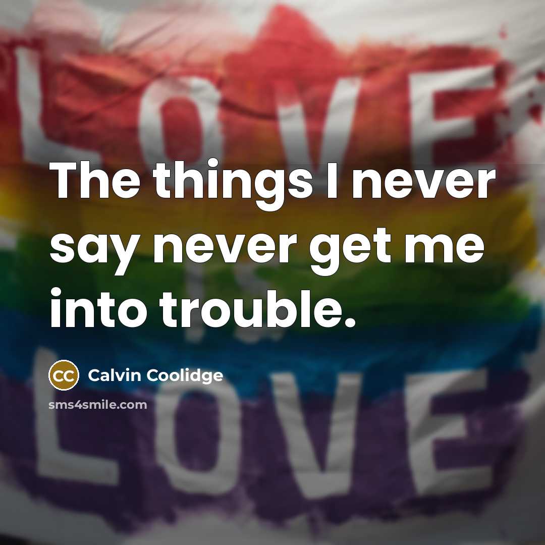 “The things I never say never get me into trouble.…” quote by Calvin Coolidge