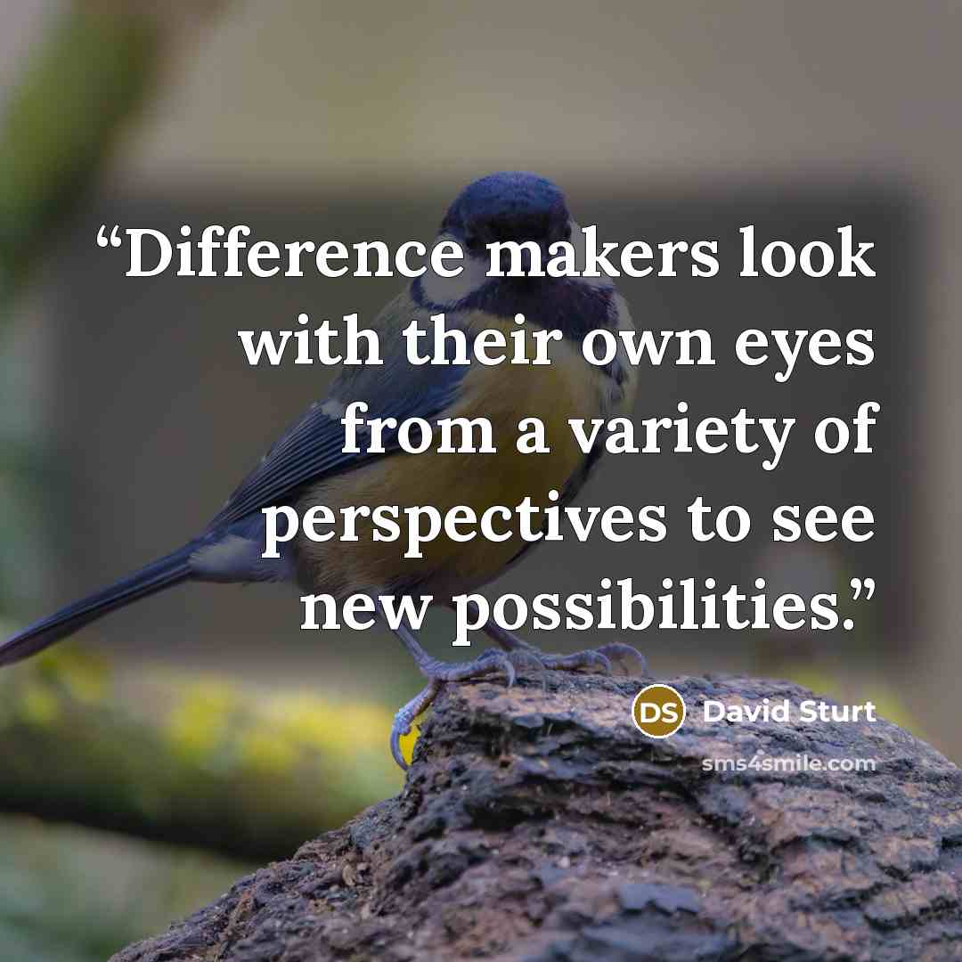 “Difference makers look with their own eyes from a variety of perspectives to see new possibilities.” quote by David Sturt