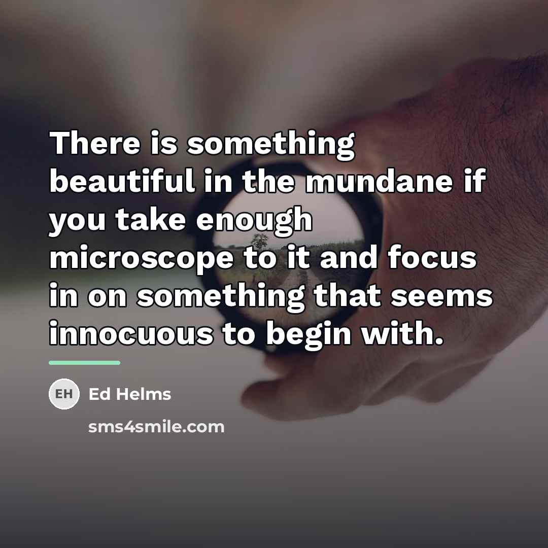 “There is something beautiful in the mundane if you take…” quote by Ed Helms