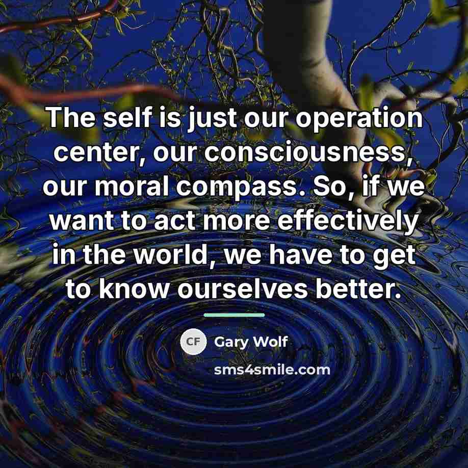 “The self is just our operation center, our consciousness, our…” quote by Gary Wolf
