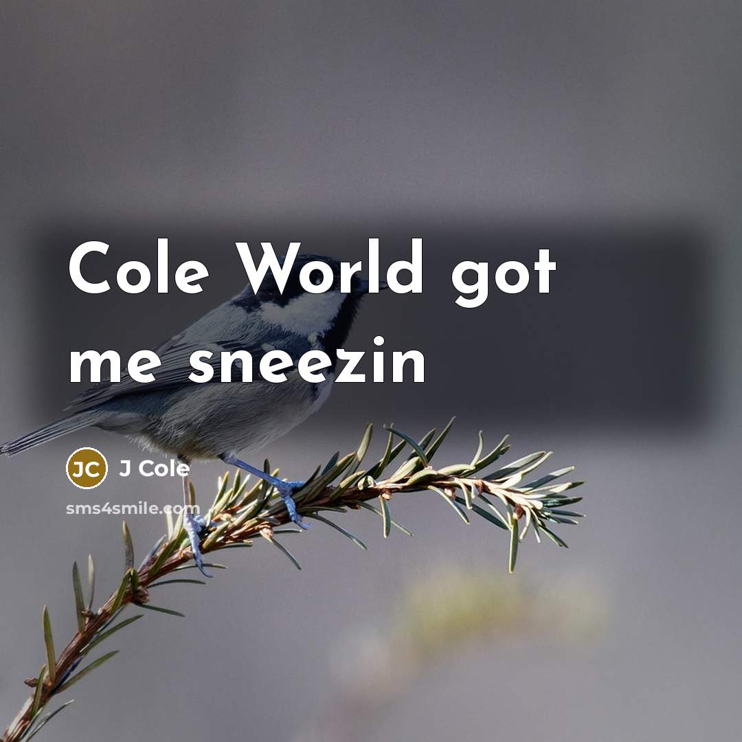 “Cole World got me sneezin…” quote by J Cole