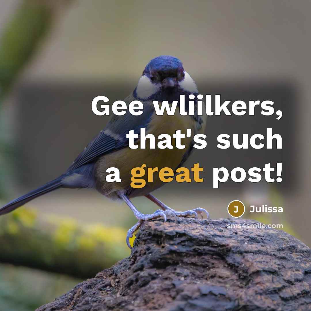 “Gee wliilkers, that's such a great post!” quote by Julissa
