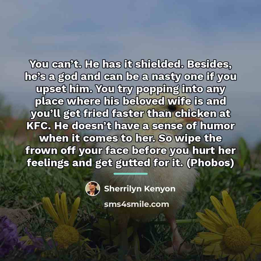 “You can’t. He has it shielded. Besides, he’s a god…” quote by Sherrilyn Kenyon