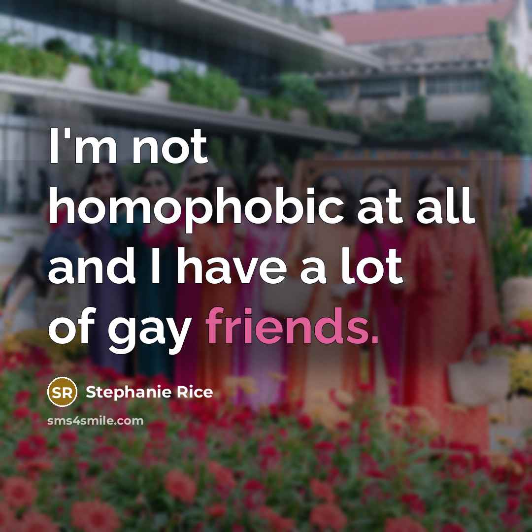 “I'm not homophobic at all and I have a lot of gay friends.” quote by Stephanie Rice