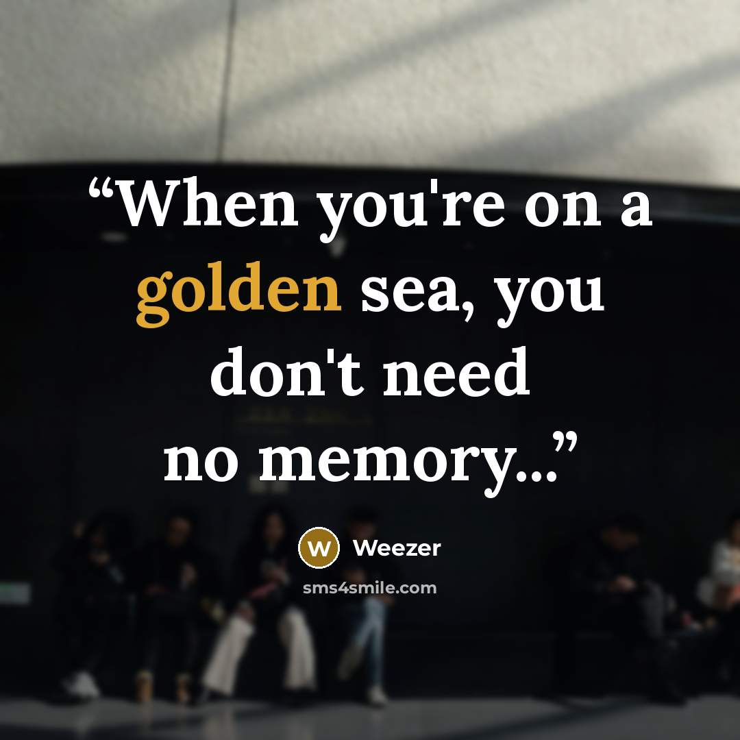 “When you're on a golden sea, you don't need no memory...” quote by Weezer